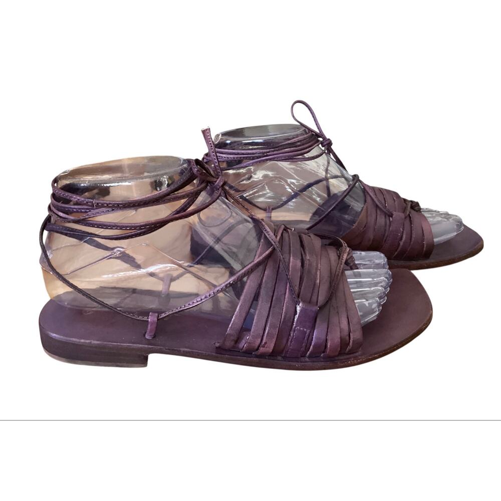 Free People Cami Huarache Wrap Sandals Gladiator Leather Purple sz 36 - Picture 2 of 7